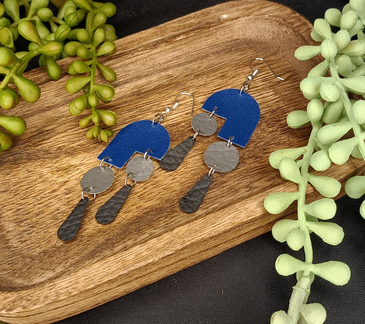 Modern-esque Blue, Grey, Black Earrings!