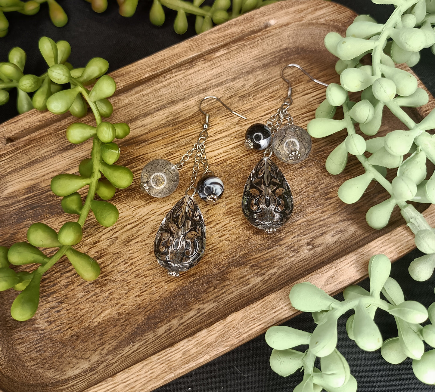 Gladys - Filigree Bead Earrings!