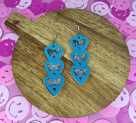 Violet - Blue & Lunar Moth Print Double Layer Earrings!