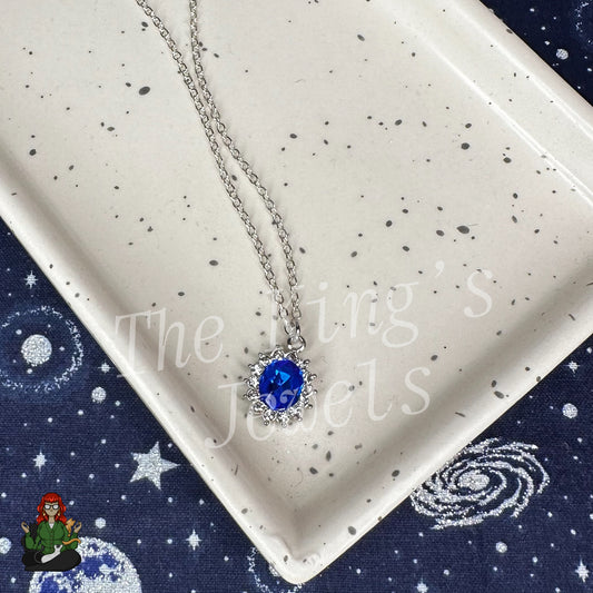 Ella - Blue & Clear CZ Halo Cut Necklace!