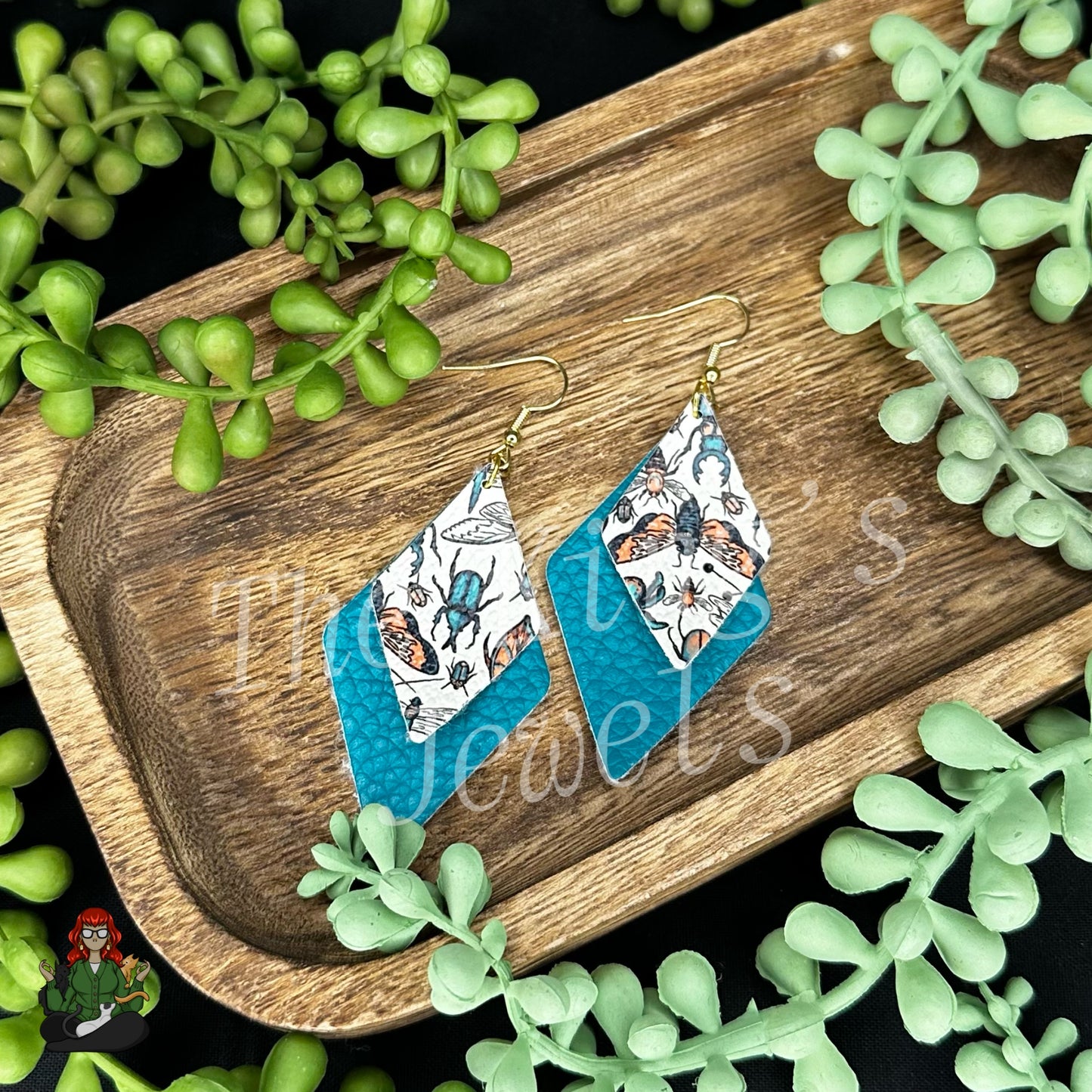 Belle - Teal & Insect Earrings!