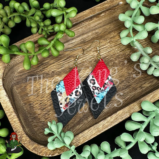 Belle - Layered Black, Red, & Aztec Earrings!