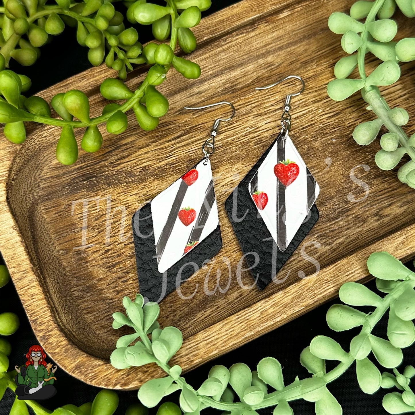 Belle - Layered Black & Strawberry Earrings!