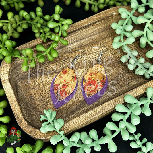 Vida - Double Layer Purple & Floral Earrings!