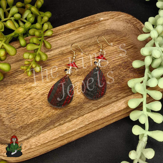 Rose - Red & Black Mushroom Earrings!