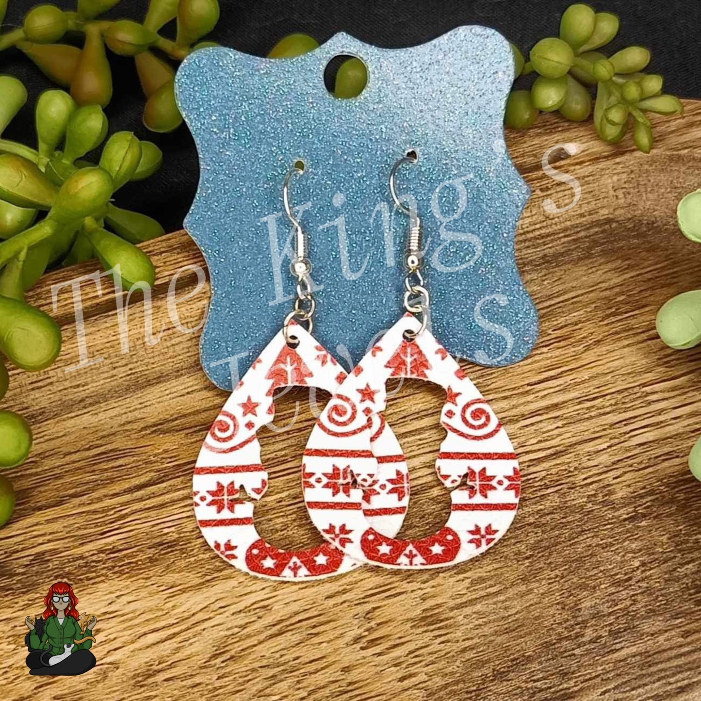 Louise - Ugly Sweater Snowman Cut Teardrop Earrings!