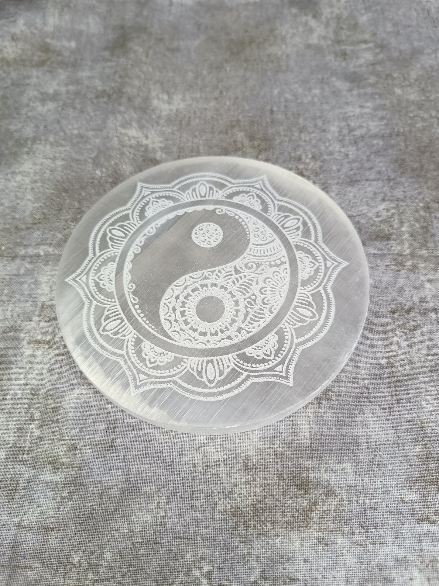 Yin & Yang Carved Selenite Plates!