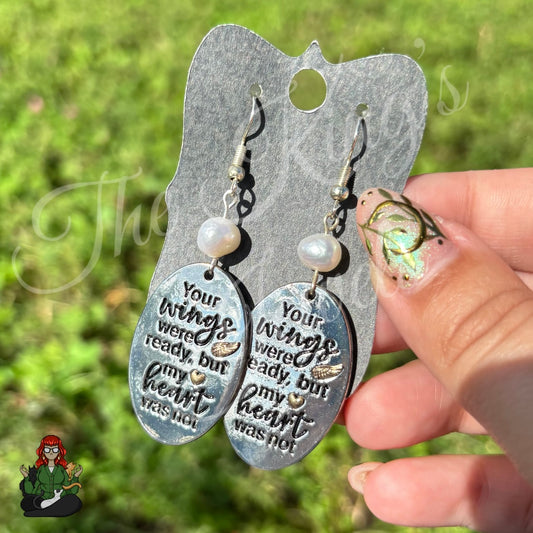 Katie - Pearl Bead & Wing Pendant Earrings!