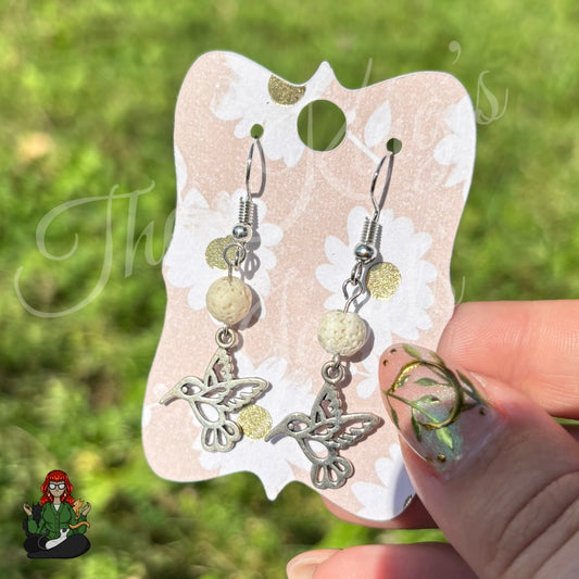 Katie - White Stone and Silver Hummingbird Earrings!