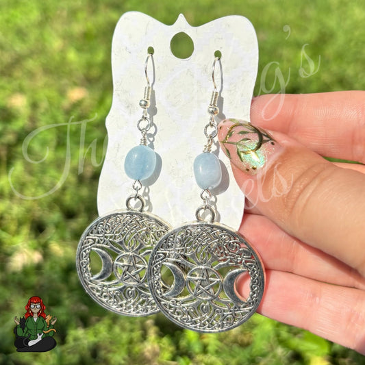 Katie - Silver Crescent Moon & Pentacle Earrings!