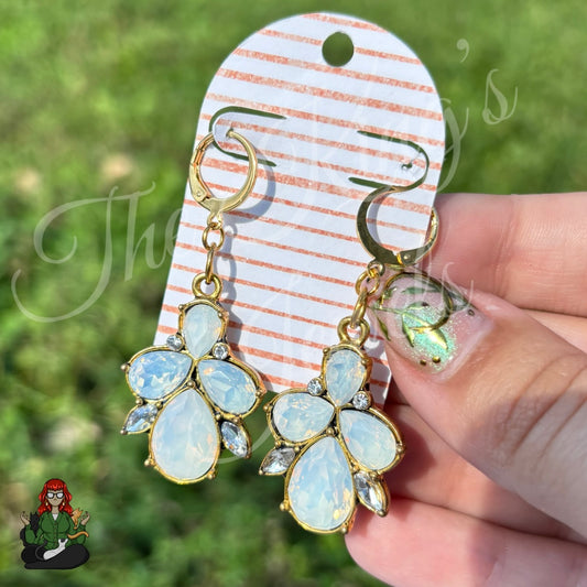 LeonaRae - Gold & White Rhinestone Earrings!