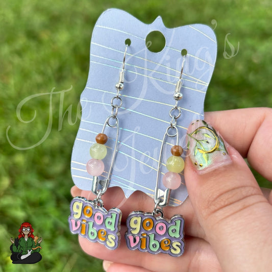 Raven - Good Vibes Safety Pin Earrings!