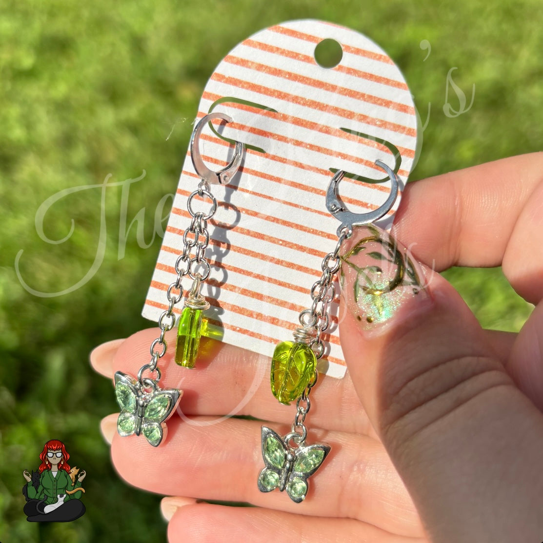 Gladys - Green Butterfly Earrings!