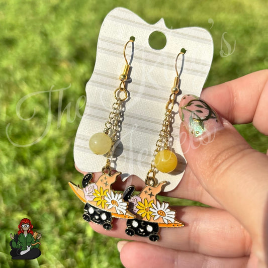 Gladys - Witchy Black Cat Earrings!