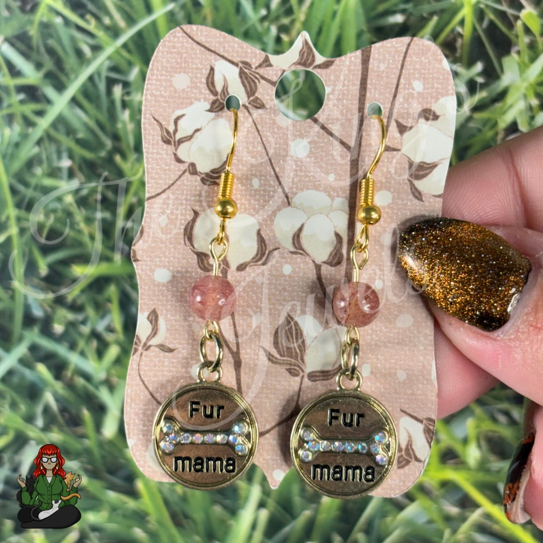 Katie - "Fur Mama" Strawberry Quartz Bead Earrings!