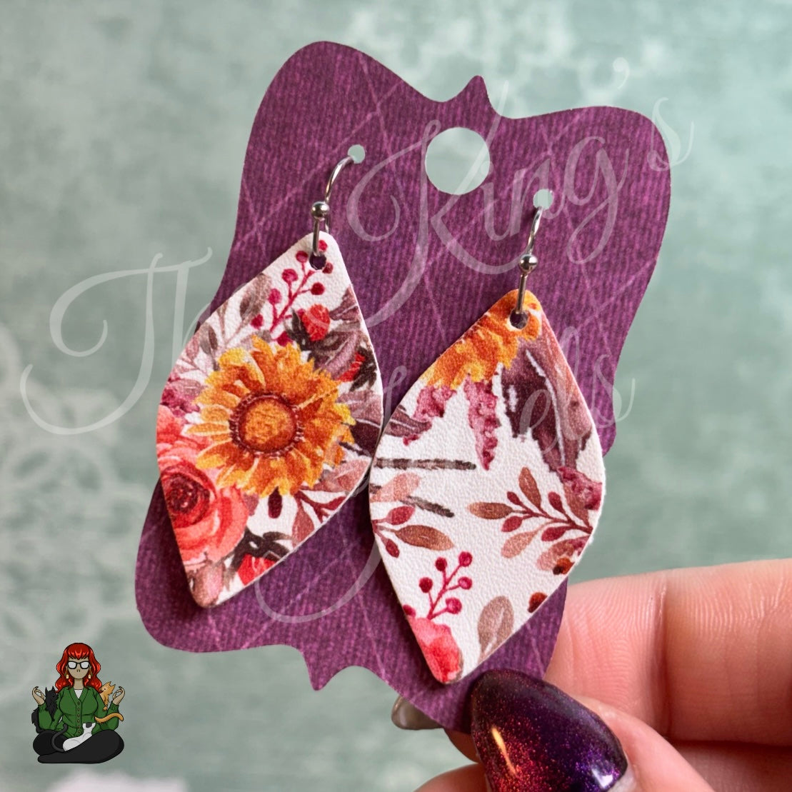 Watercolor Floral Faux Leather Earrings!