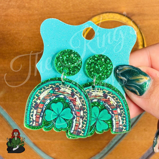 LeonaRae - Rainbow Shamrock Glitter Earrings!
