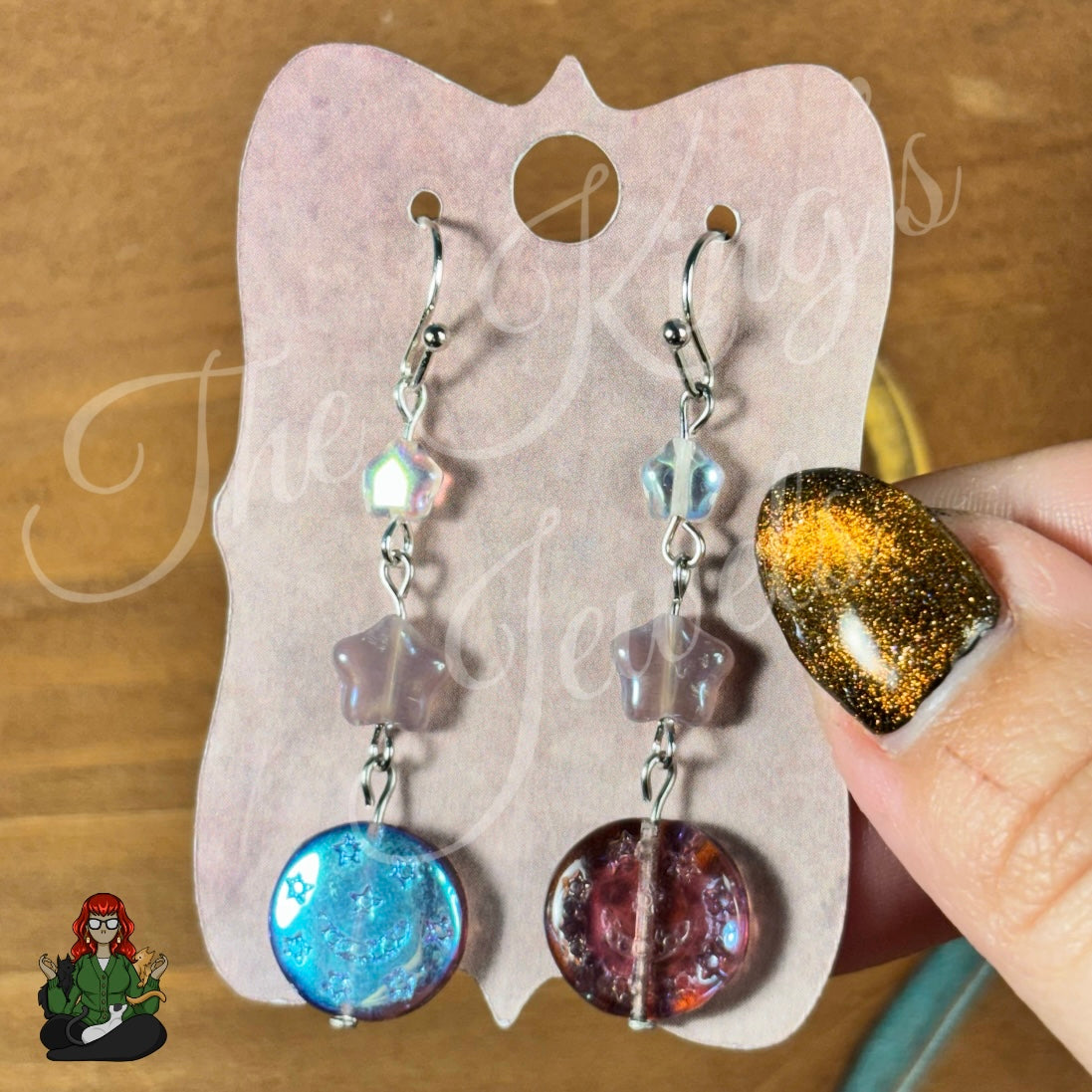 Amelia - Glass Galaxy Disc Earrings!