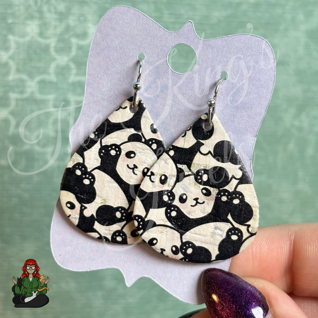 Rose - Panda Cork Faux Leather Earrings!