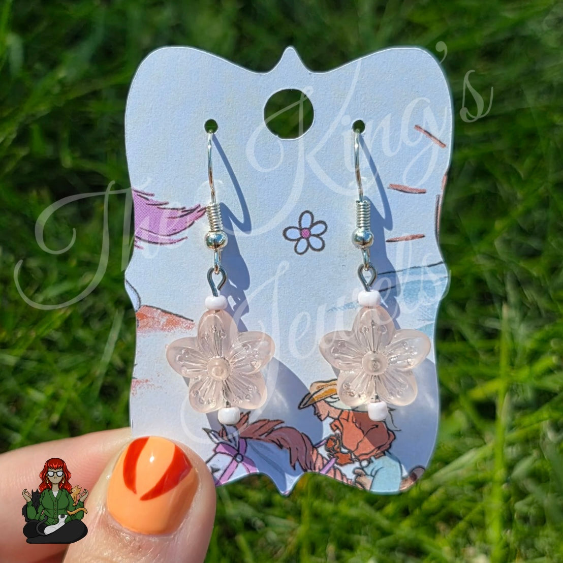 Melissa - Baby Pink Frosted Flower Earrings!
