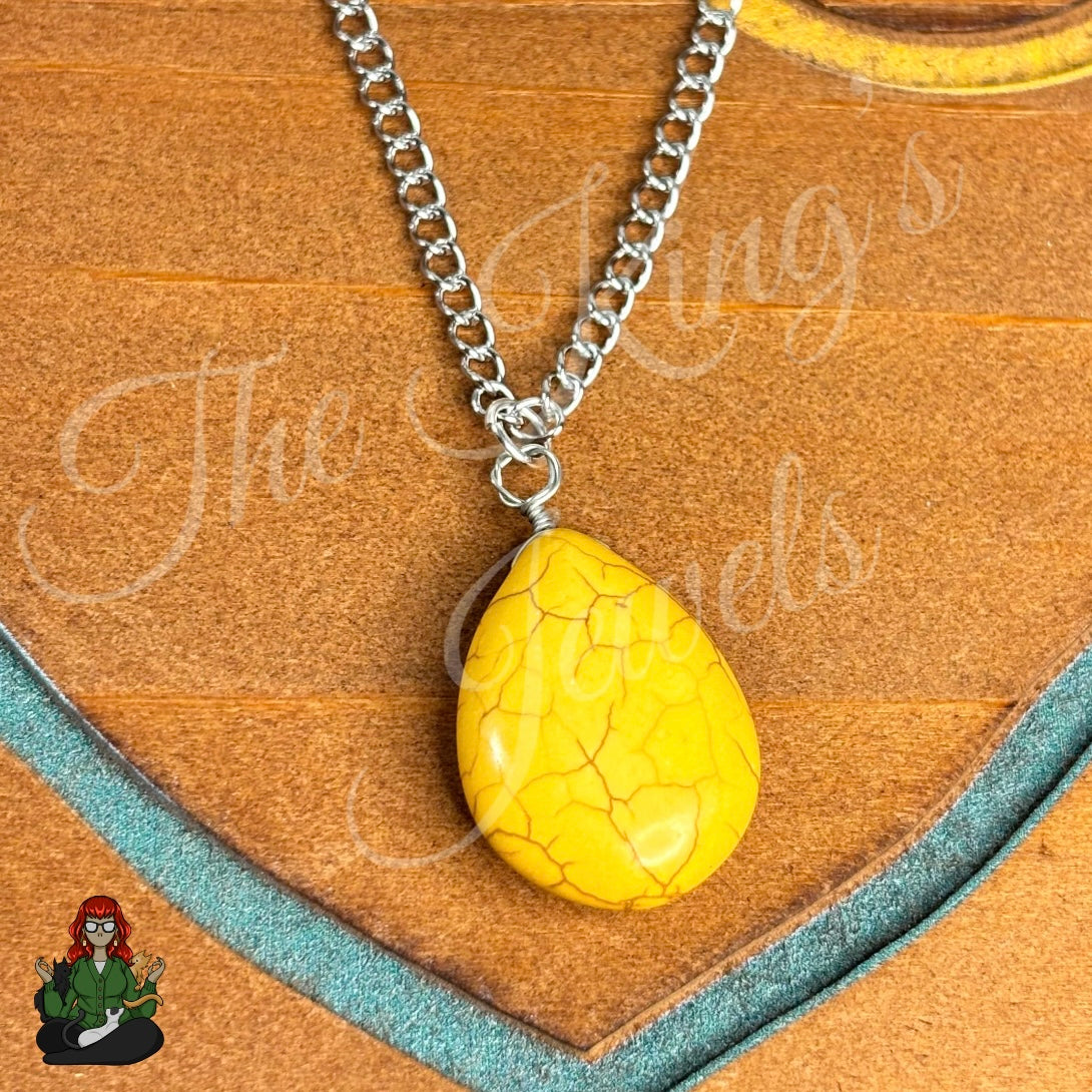 Ella - Yellow Dyed Howlite Sun Drop Stone Necklace!