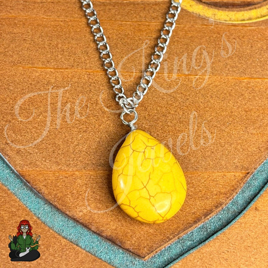 Ella - Yellow Dyed Howlite Sun Drop Stone Necklace!