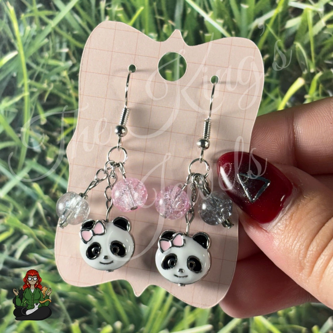 Gladys - Panda Pink Bubble BeadEarrings!
