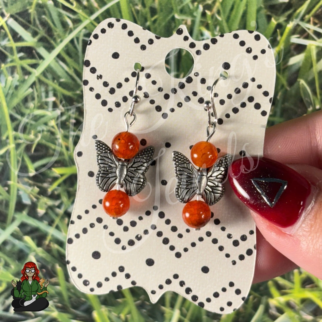 Melissa - Butterfly Fire Agate Bead Earrings!