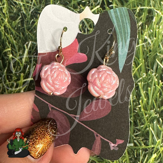 Shirley - Pink Rose Pearl Earrings!
