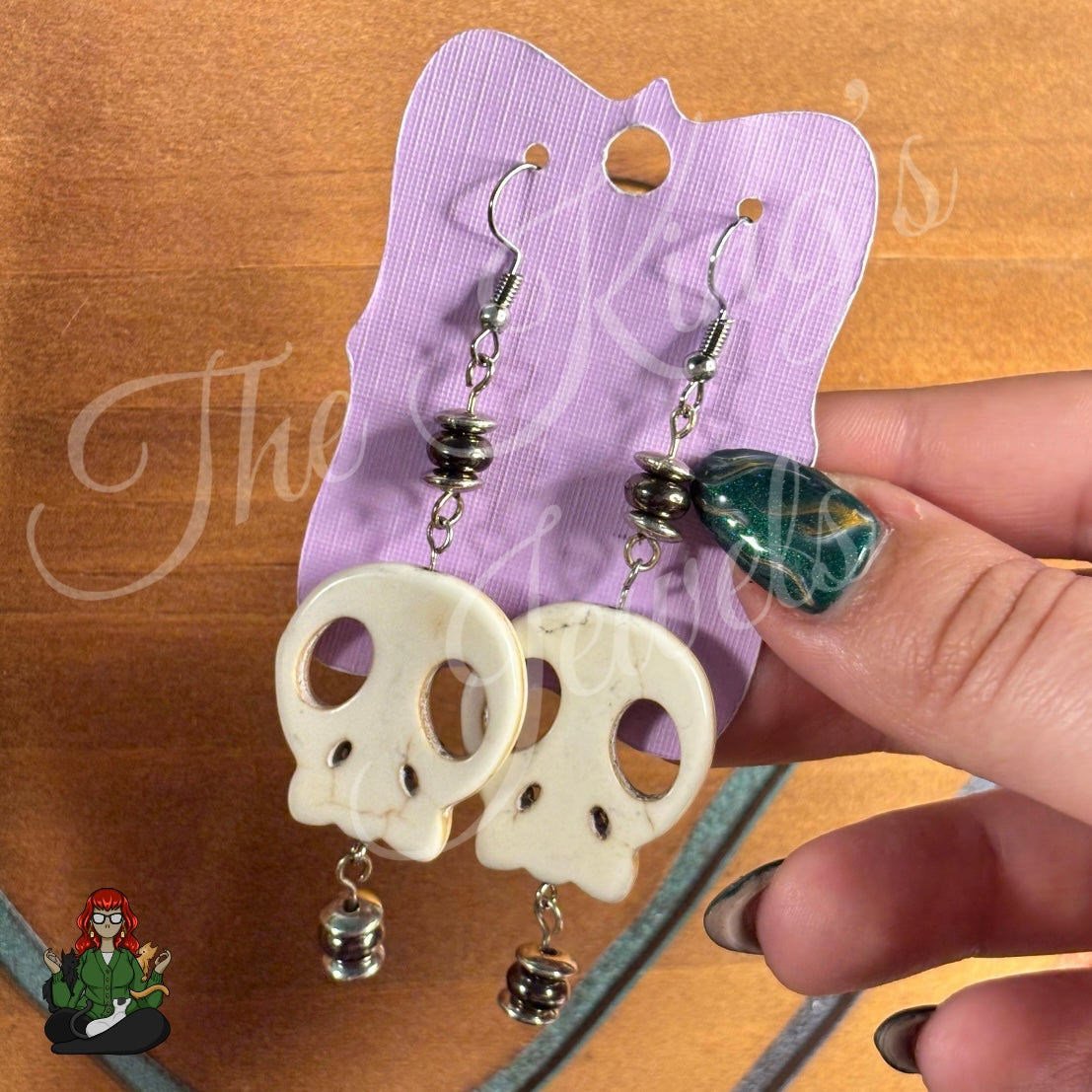 Amelia -  Edgy Stone Skull Earrings!