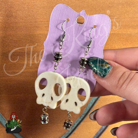 Amelia -  Edgy Stone Skull Earrings!
