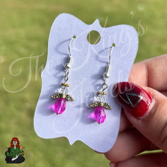 LeonaRae - Angel Pink Crystal Dangles Earrings!