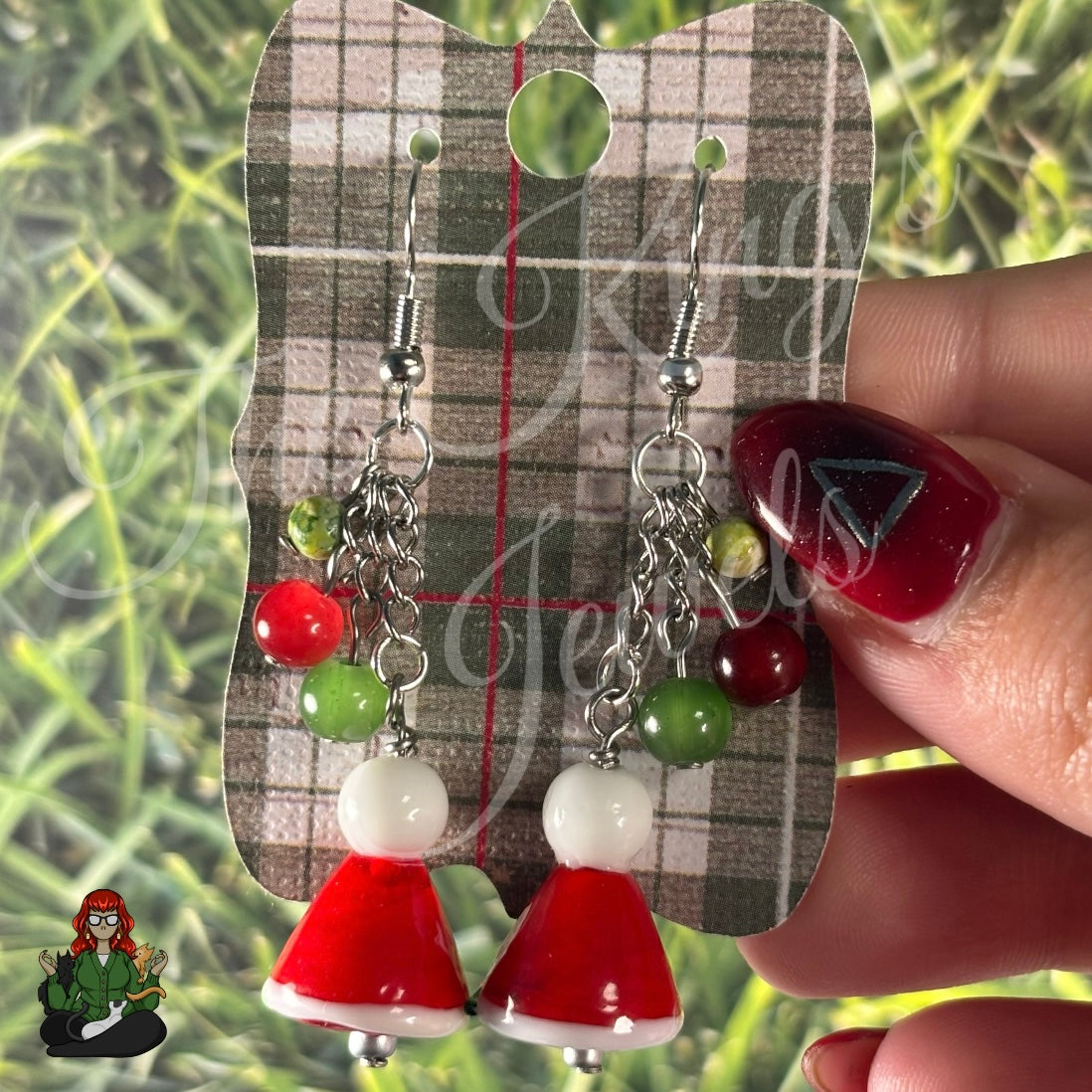 Gladys - Santa Hat Glass Bead Earrings!
