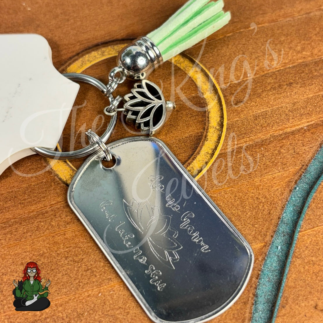 Reese - Lotus Meditation Metal Tag Keychain!