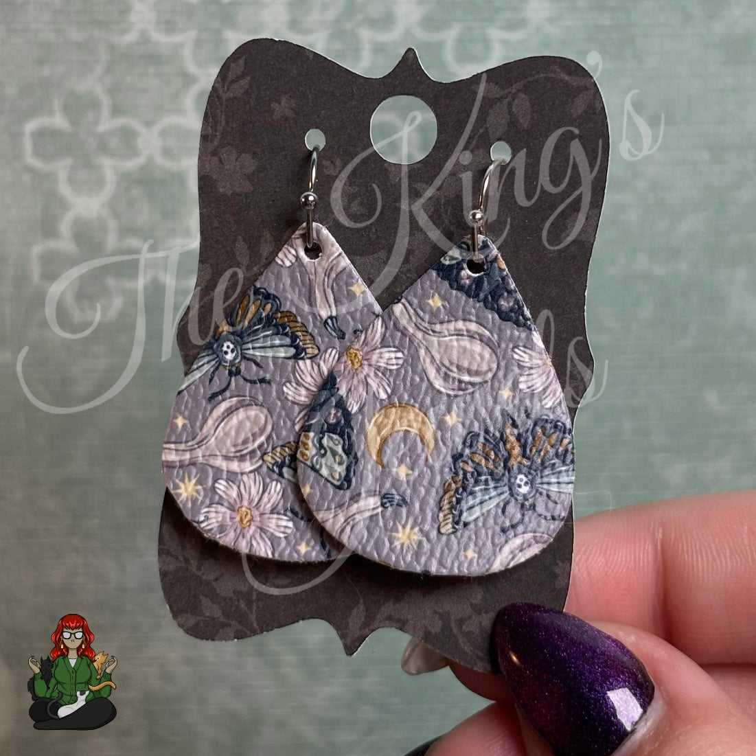 Rose - Celestial Moth Faux Leather Earrings!