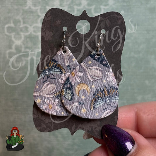 Rose - Celestial Moth Faux Leather Earrings!