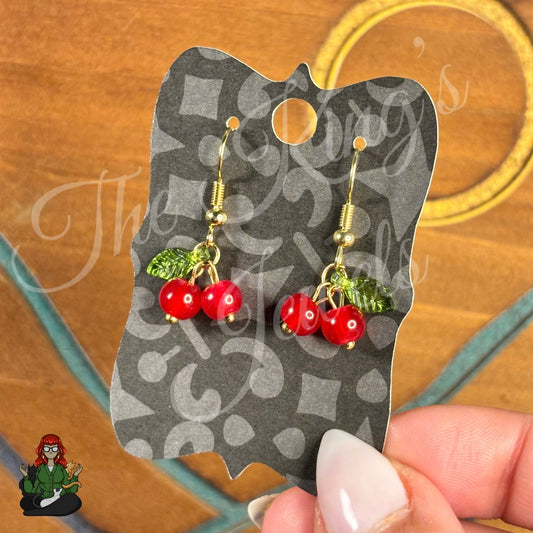 Cherry Red Glass Bead Earrings!