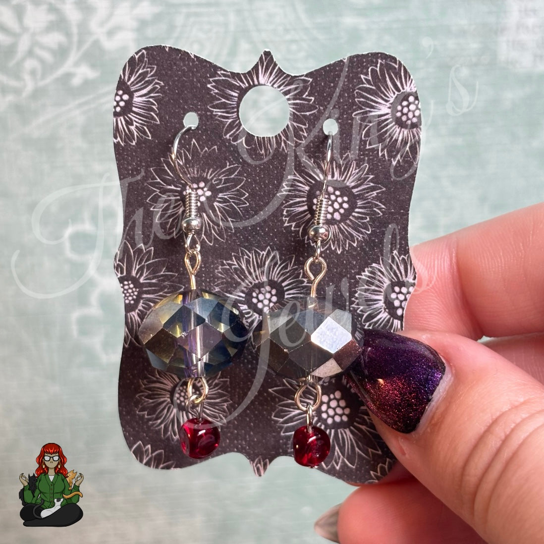 Katie - Smoky Crystal Red Bead Earrings!