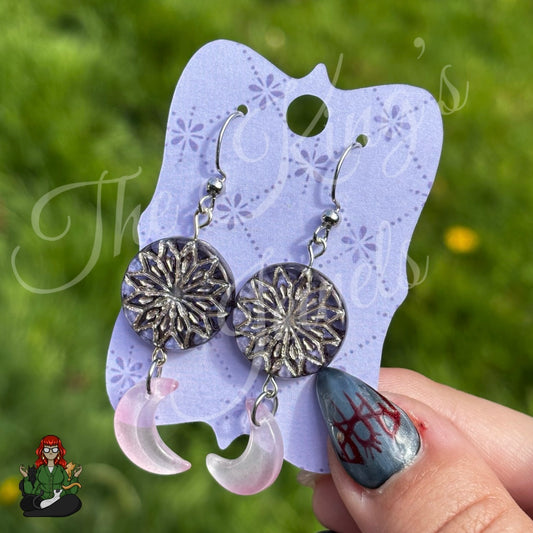 Katie - Crescent Moon & Filigree Earrings!
