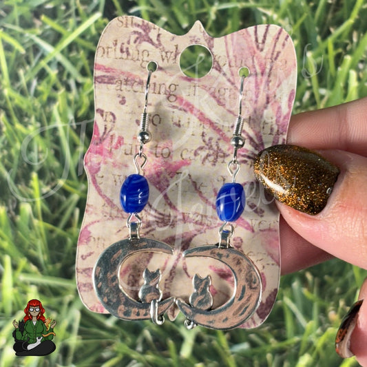 Katie - Lunar Cat Blue Glass Bead Earrings!
