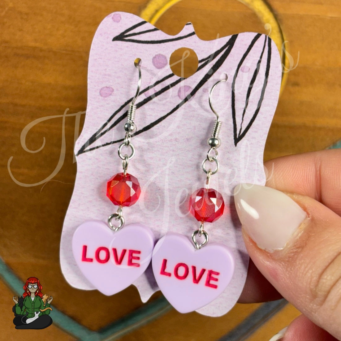 Katie - Love Heart Hot Pink Crystal Earrings!