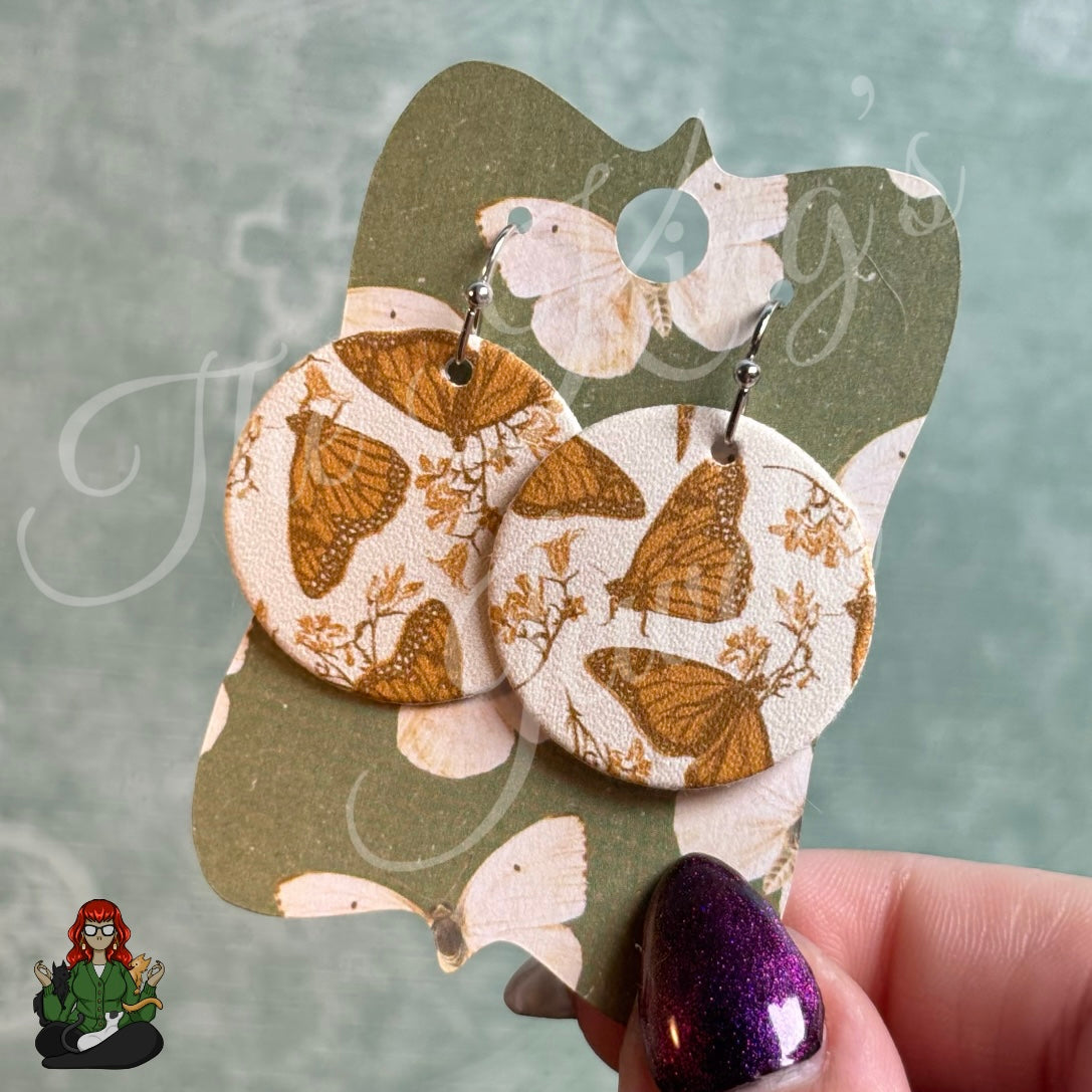 Michelle - Earthy Moth Faux Leather Earrings!