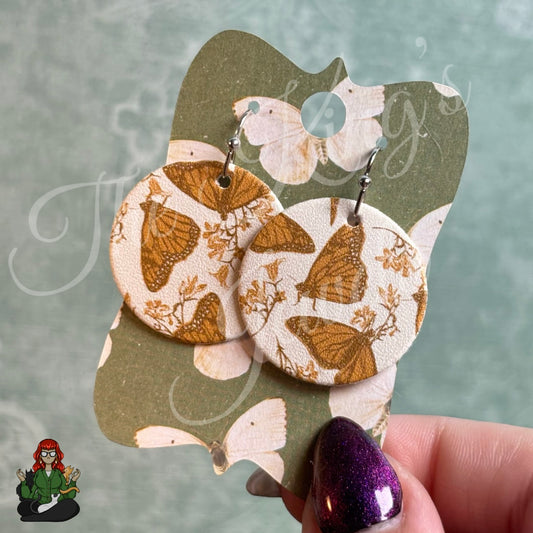 Michelle - Earthy Moth Faux Leather Earrings!