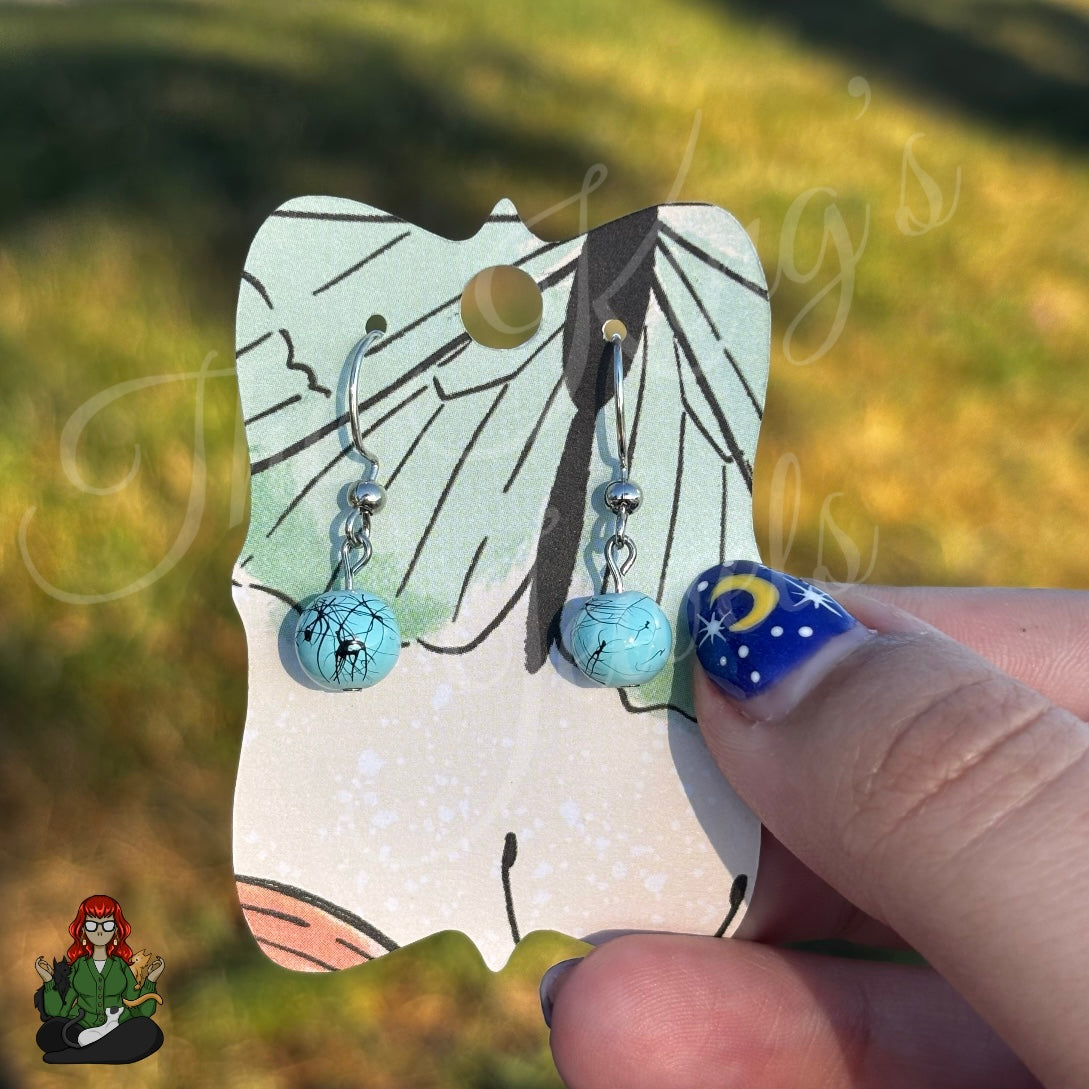 Shirley - Teal & Black Splatter Earrings!