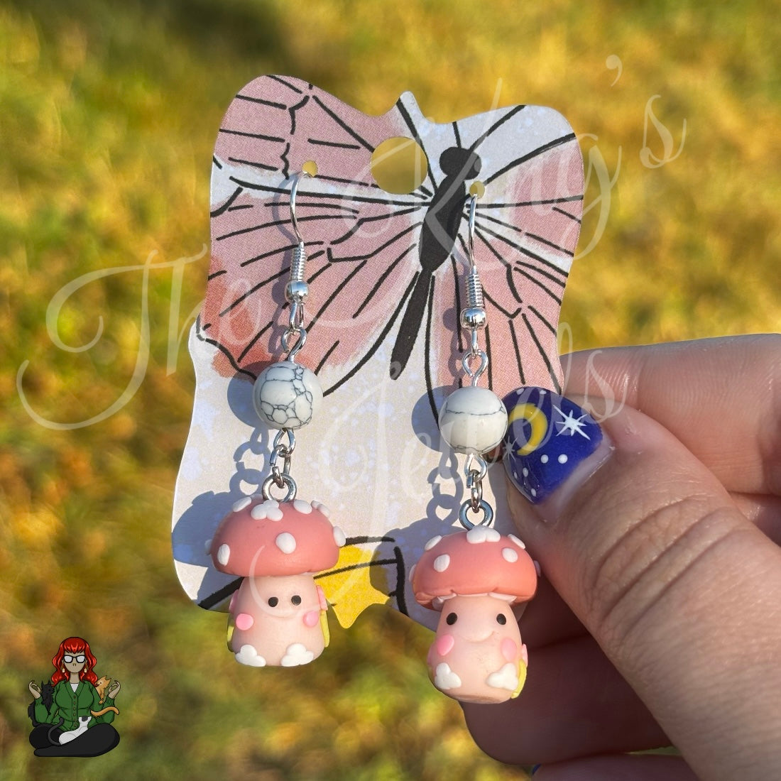Katie - Mushroom & Howlite Bead Earrings!