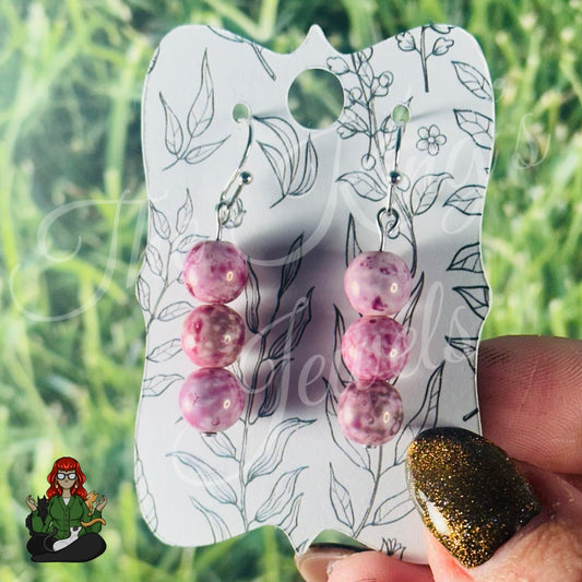 Melissa - Purple Pink Marbled Glass Bead Earrings!