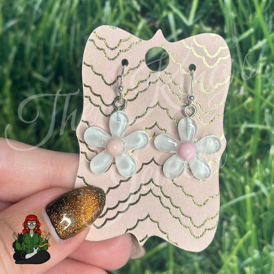 LeonaRae - White & Pink Daisy Earrings!