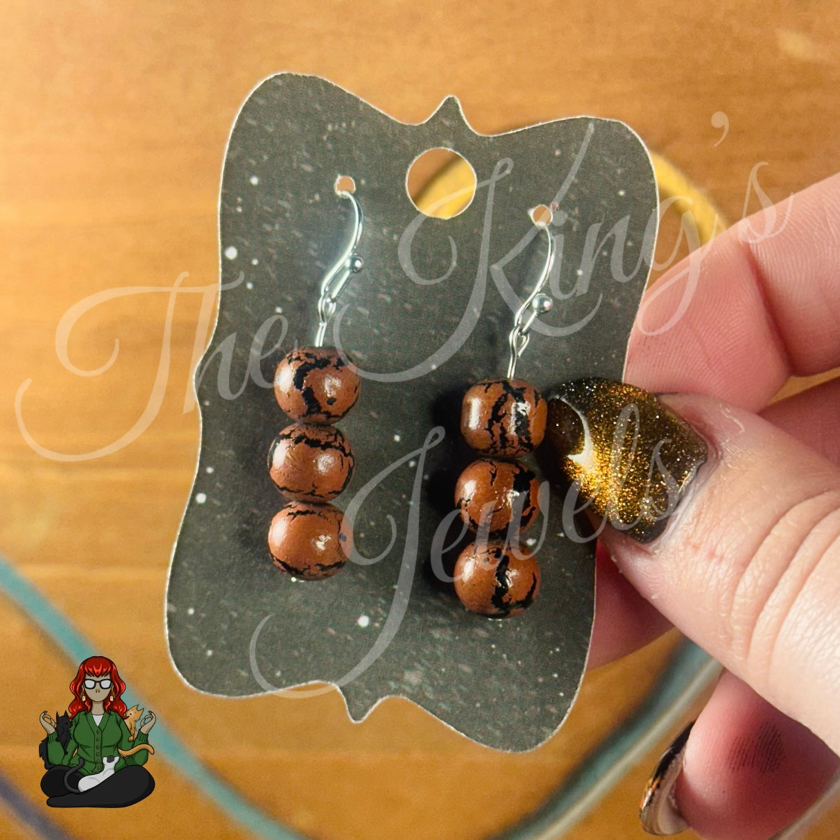 Melissa - Brown Striped Glass Bead Earrings!