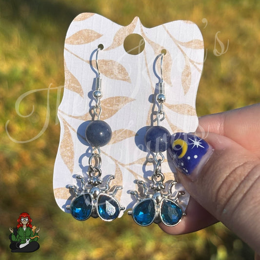Katie - Blue Beetle Crystal & Sodalite Bead Earrings!