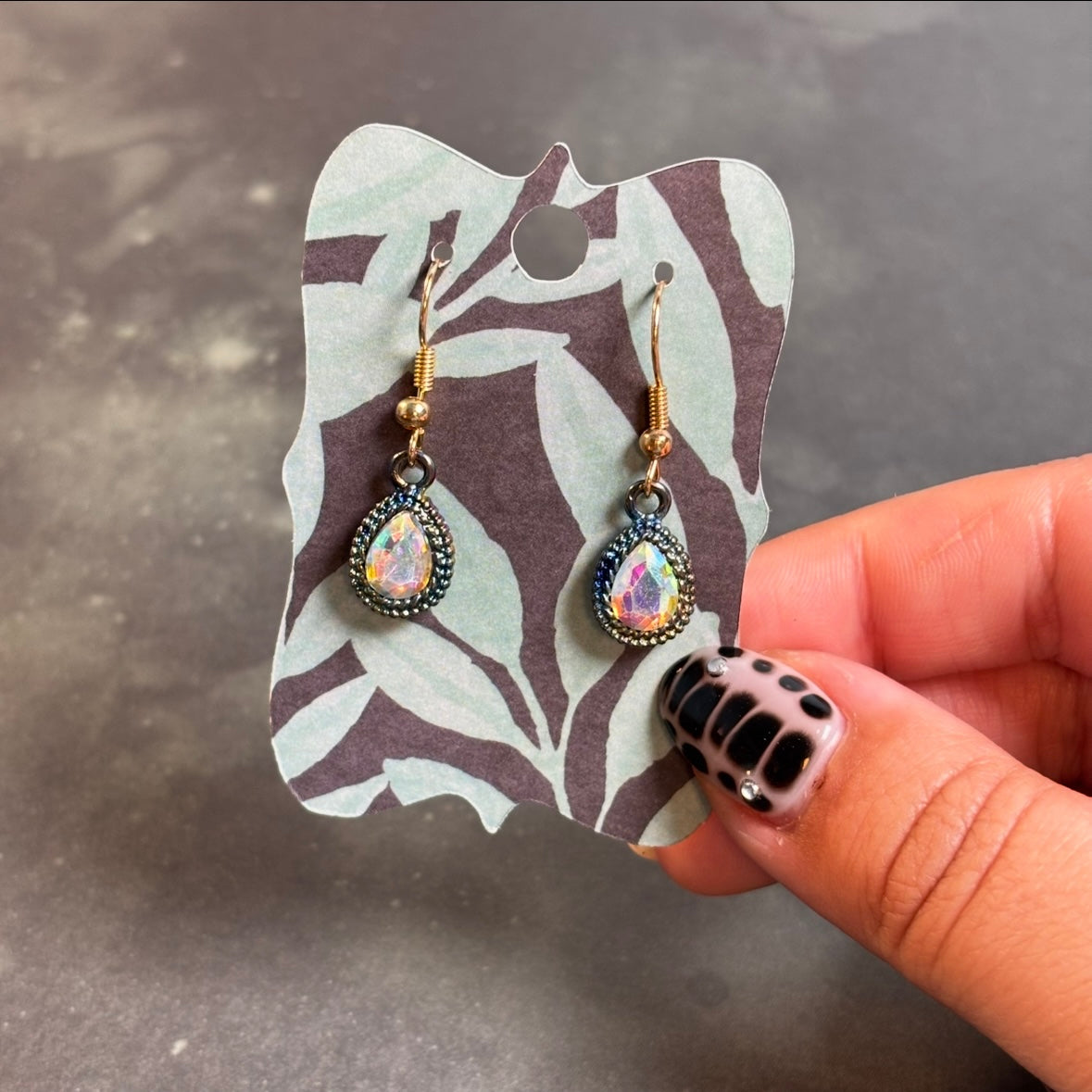 LeonaRae - Iridescent Teardrop Rhinestone Earrings!